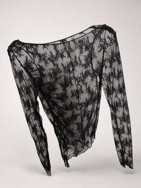 Lush Black Sheer Floral Lace Bandeau Top